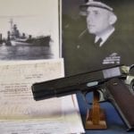 SOLD IMPORTANT AND HISTORIC 1938 COLT 1911A1 US NAVY ISSUED SERVICE PISTOL......D OCUMENTED TO THE USS MAYO DD422.....100% FACTORY MATCHING.....THE RAREST COLT 1911A1!!!!!