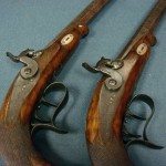 SOLD MATCHED PAIR OF SWISS 1850'S TARGET PISTOLS.... WW2 GI WAR BOOTY