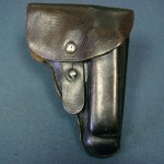 H-46 Probable SS issue black dyed CZ 27 holster 1942  Waffenamted and well marked.