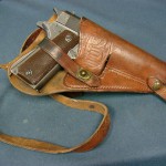 SOLD US WW2 EARLY PRODUCTION ITHACA 1911A1 PISTOL WITH DU LITE FINISH...ALSO WITH VERY EARLY M3 SHOULDER HOLSTER
