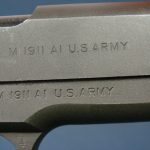 SOLD IMPORTANT US WW2 ITHACA 1911A1 PISTOL... AUGUST 1943 PRODUCTION.....WITH RARE MARKED SLIDE.....MINT CRISP!