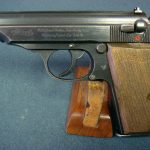 SOLD - WALTHER PP....RARE POLICE "EAGLE F" MARKED.....MILLED FINISH... WITH WOOD GRIPS......NICE!