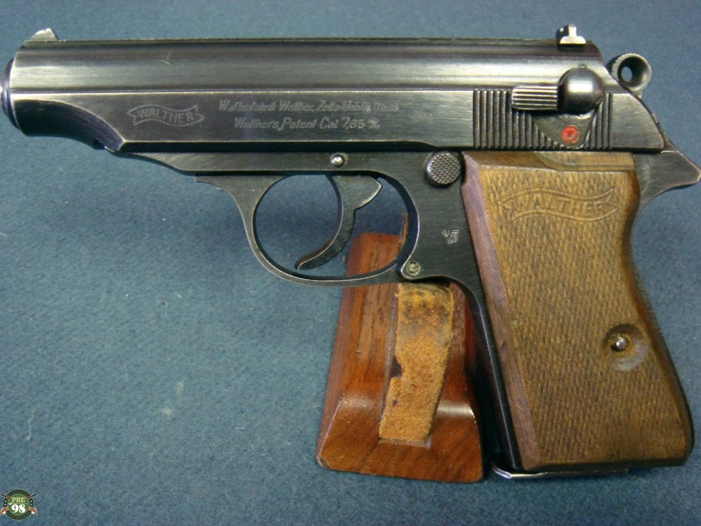 SOLD - WALTHER PP.RARE POLICE EAGLE F MARKED..MILLED FINISH WITH  WOOD GRIPS NICE! - Pre98 Antiques