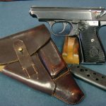 SOLD SAUER 38H PISTOL...... FULL SLIDE LOGO NAZI POLICE "EAGLE C".....WITH NAMED POLICE UNIT MARKED HOLSTER.....FULL RIG...NICE!