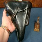 H-821 Mint Condition German Army 1936 Black Leather Luger Holster.....Gebruder Klinge Marked