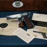 SOLD EXCEPTIONAL 1936 COLT PRE WAR NATIONAL MATCH PISTOL.......NEW IN ORIGINAL BOX WITH PAPERWORK & TARGET!!!!!......SHIPPED TO A&F!