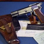 SOLD. NAZI FN TANGENT SIGHT HI POWER EARLY WaA103 PROOFED.....FULL RIG WITH CAPTURE PAPERS.....PROBABLE SS USE!