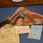 SOLD US NAVY SMITH & WESSON VICTORY REVOLVER & USN BOYT 44 SHOULDER HOLSTER.....NAMED TO HELLCAT PILOT USS WASP CV18 WITH EXTRAS!