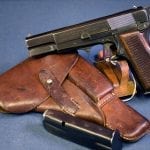 Sold - NAZI FN HI POWER PISTOL...... EARLY FIXED SIGHT.........STILL WITH MAG SAFETY....MINT FULL RIG!