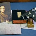 SOLD VERY NOTABLE "BATTLE of BRITAIN" WEBLEY & SCOTT MODEL 1907 .25 AUTOMATIC PISTOL....SOLD TO THE EARL OF SEFTON  by JAMES PURDY & SONS...NEW IN BOX WITH  EXTENSIVE DOCUMENTATION