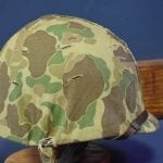 SOLD FANTASTIC EARLY ORIGINAL WW2 USMC ISSUED M1 FIXED BAIL HELMET WITH THE TYPE 2 CAMOUFLAGE COVER.....VET BRINGBACK!!!