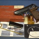 SOLD 1966 WALTHER PPK LIKE NEW IN BOX WITH ALL THE GIBLETS…….7.65mm/.32 auto…..GOLDFINGER SPECIAL!!!