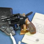 SOLD VERY SCARCE 1954 U. S. AIR FORCE ISSUE SMITH & WESSON M-13 LIGHTWEIGHT REVOLVER……”THE AIRCREWMAN” WITH RARE MANUAL AND HOLSTER...MINT!!!