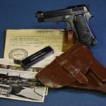 SOLD EXCEPTIONAL 1935 BERETTA PISTOL….. “4UT” MARKED EARLY HIGH POLISH VARIANT……MINT NEW FULL RIG & CAPTURE PAPERS!