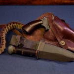 SOLD US NAVY ISSUED SMITH & WESSON VICTORY REVOLVER & USN BOYT 43 SHOULDER HOLSTER & MARK 1 KNIFE …….WITH LETTER.....MINT SHARP!