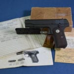 SOLD US WW2 COLT 1903 PISTOL.....U.S. PROPERTY MARKED......VERY WELL DOCUMENTED WITH 1946 DATED AUGUSTA ARSENAL PAPERWORK....MINT!!!