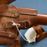 SOLD H-1001 LUFTWAFFE DROPPING HOLSTER FOR THE FN MODEL 1922 PISTOL...RARE ERSATZ/REAL LEATHER CONSTRUCTION