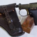 SOLD UNUSUAL AND DESIRABLE JAPANESE ARMY ISSUE WEBLEY MODEL 1912 .25 AUTO.....BOMBAY INDIA MARKED....JAPANESE CAPTURE?