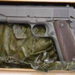 SOLD VERY LATE WW2 REMINGTON RAND 1911A1…. LATE JUNE, 1945…..LAST MONTHS OF PRODUCTION……MINT CRISP IN THE ORIGINAL BOX!!!