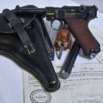 SOLD OUTSTANDING & STUNNING 1940 MAUSER BANNER LUGER, NAZI POLICE EAGLE/L MARKED WITH 2 MATCHING MAGS,MINT CRISP FULL RIG, STILL WITH BRING BACK PAPERS!