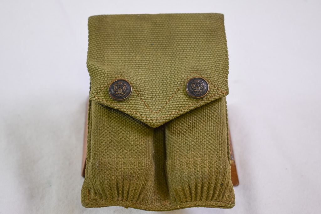 SOLD US WWI MILLS 1916 OFFICERS EAGLE SNAP TWIN MAG POUCH FOR THE COLT ...