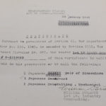 SOLD  PACIFIC WAR TROPHY GROUPING, 1944 PATTERN JAPANESE ARMY OFFICER'S SHIN GUNTO SWORD & FIELD GLASSES, BOTH ON CAPTURE PAPER!