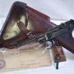 SOLD, WONDERFUL GERMAN WW2 1937 S/42 CODE GERMAN ARMY LUGER PISTOL, 2 MATCHING MAGS, FULL RIG WITH CAPTURE PAPERS!!