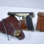 SOLD , OUTSTANDING DUTCH ARMY PISTOOL M25 No.2 ( FN MODEL 1922 ),THE FULL RIG WITH MATCHING # HOLSTER & ROD, WITH RARE TWIN MAG POUCH TOO!