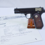SOLD THU JUL 2,US WW2 COLT M1908 GENERAL OFFICER'S PISTOL, 1944 US NAVAL INTELLIGENCE ISSUE, DOCUMENTED WITH COLT LETTER, MINT SHARP!