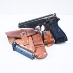 sold, FANTASTIC & RARE 1938 .22lr CALIBER WALTHER PP PISTOL, WITH ULTRA RARE FULL BOX MAG, MINT CRISP FULL RIG!