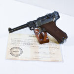 SOLD GERMAN ARMY 1936 S/42 CODE P.08 LUGER PISTOL, 1 MATCHED MAG & HOLSTER, MINT & STILL WITH CAPTURE PAPERS!