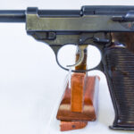 SOLD 1945 END OF WAR, WALTHER ac 45 P.38 PISTOL,  MATCHING “b” LETTER BLOCK, LATE FEATURES, RARE DURAFOL GRIPS, MINT!