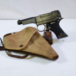SOLD, JAPANESE WW2 TYPE 94 PISTOL, 18.2 DATE (Feb,1943) PRODUCTION WITH MATCHING MAG & RARE CANVAS HOLSTER!