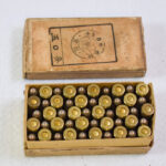 SOLD FANTASTICALLY RARE, COMPLETE 50 ROUND BOX OF JAPANESE WW2 7m/m BABY NAMBU AMMUNTION, WONDERFUL FIND!,