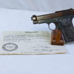 SOLD WED SEPT 9, VERY RARE ITALIAN BERETTA MODELO 1915 / 1919 PISTOL, STILL WITH MAJOR FROM 66TH DIVISION CAPTURE PAPERS! VERY SHARP!