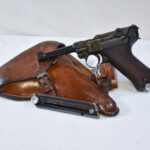 SOLD MAUSER 1939 42 CODE P.08 LUGER PISTOL WITH MATCHING MAG, FULL RIG WITH RARE TROPICAL TAN HOLSTER, SHARP!