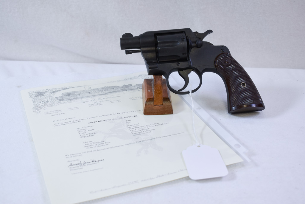 EARLY AND EXTREMELY SCARCE WORLD WAR II COLT COMMANDO REVOLVER WITH 2 INCH  BARREL, #12XXX, MADE 1942