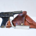 SOLD, VERY SCARCE JAPANESE TYPE 94 NAMBU PISTOL, 13.9 DATE (SEPT, 1938) EARLY PRODUCTION, 2 MATCHING MAG RIG, VERY SHARP!