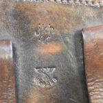 SOLD WC34, jkh 41 CODED (KARL BUSSE) 1941 BROWN HARDSHELL P.08 LUGER HOLSTER, VERY SHARP!
