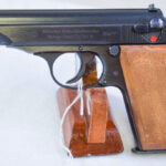 SOLD  EXCEPTIONAL WALTHER PP PISTOL, RARE NAZI POLICE EAGLE/F MARKED, RARE WOOD GRIPS! MINT CRISP!