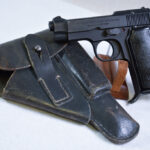 SOLD BERETTA MODEL 1935 PISTOL, 1944 GERMAN ARMY ISSUE WITH “4UT” PROOF, WITH HOLSTER, MINT SHARP!!!
