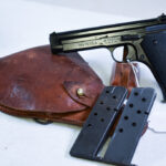 SOLD, MINT CRISP FRENCH 1935A NAZI ISSUED PISTOL, WaA251 WAFFENAMT, WITH SCARCE FRENCH M1937 HOLSTER & 2 SPARE MAGS, AWESOME RIG!