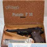 SOLD SCARCE LNIB .22LR CALIBER WALTHER P38 PISTOL, WITH BOX & GILBETS, COMPLETE!
