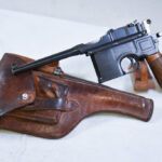SOLD WWI GERMAN ARMY ISSUE MAUSER 1896/12 “BROOMHANDLE” PISTOL, 7.63 m/m, WWII ERA NAZI RE-ISSUE WITH KRIEGSMARINE HOLSTER, VERY FLASHY RIG!