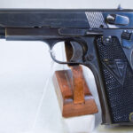 SOLD THU JAN 21, VERY EARLY NAZI OCCUPATION 1941 ViZ35 RADOM PISTOL, “A” BLOCK SLOTTED, WITH VERY RARE NAZI TEST EAGLE MARKING!