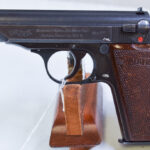 SOLD WALTHER PP PISTOL, 1944 GERMAN ARMY WAFFENAMTED, MILITARY FINISH, RARE RED GRIPS, VERY SHARP!