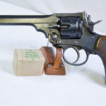 SOLD RARE WWI, 1916 BRITISH ROYAL NAVY ISSUED WEBELY & SCOTT MARK VI .455 SERVICE REVOLVER, MATCHING & MINT!