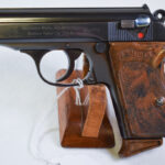 SOLD WALTHER PPK PISTOL, 1940 HIGH POLISH COMMERCIAL VARIANT,WITH FINGER REST MAG, MINT CRISP EXAMPLE!