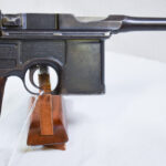 SOLD, RARE WIEMAR/NAZI POLICE “RED 9” CHOPPED MAUSER BROOMHANDLE PISTOL, CITY POLICE OPPELN, VERY SHARP!