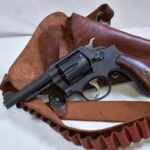 SOLD US NAVY ISSUED SMITH & WESSON VICTORY MODEL REVOLVER & USN BOYT 43 SHOULDER HOLSTER, PBY CATALINA SQUADRON NAMED!
